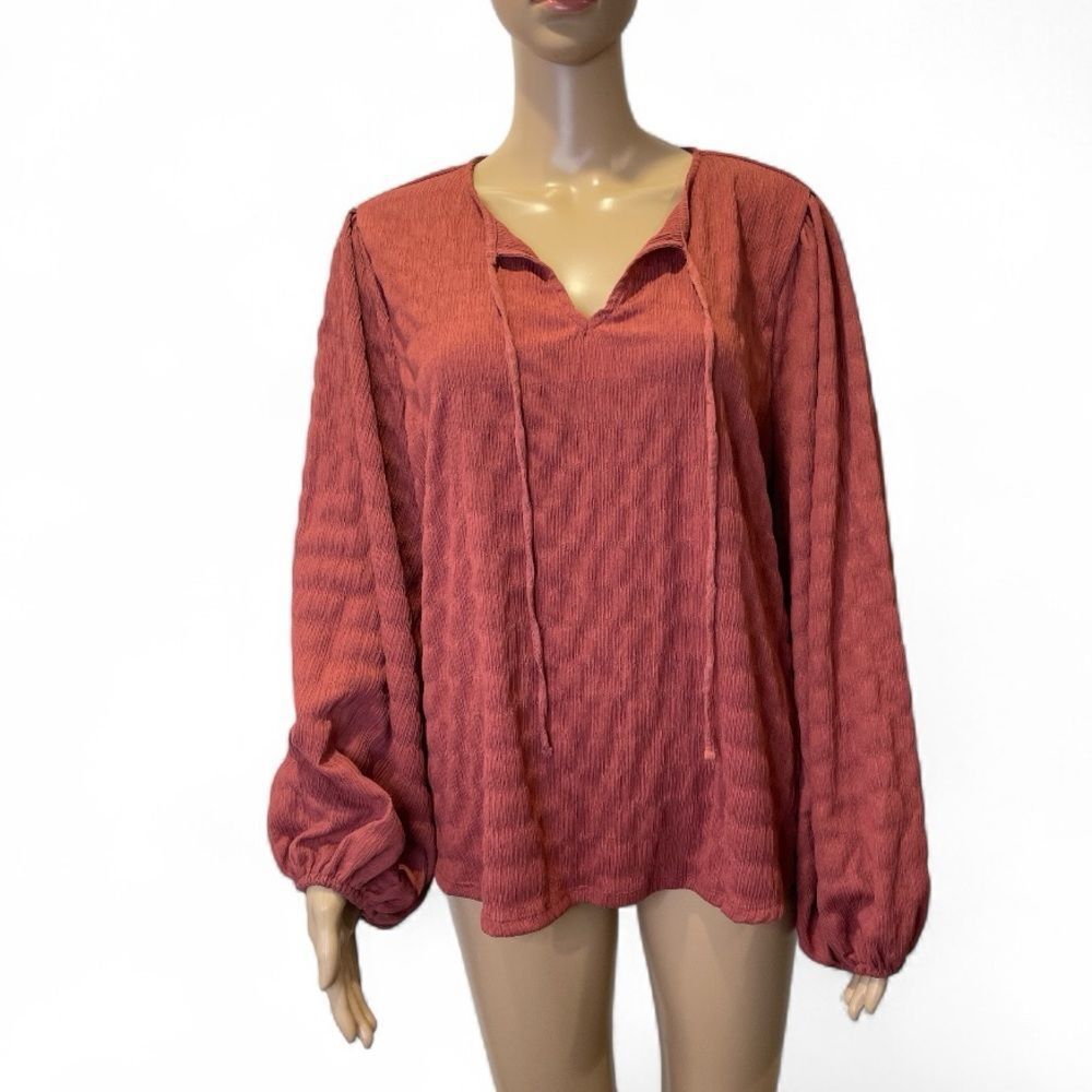 Nine West Elegant Relaxed Balloon Sleeve Blouse size L